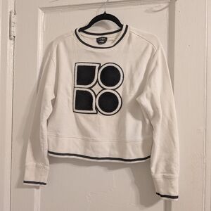 Kate Spade White Cropped Flocked Graphic Sweatshirt-small